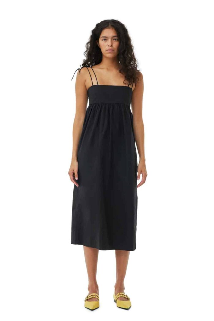 Cotton Poplin String Midi Dress