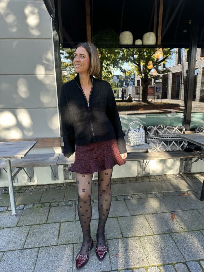 Herringbone Wool Mini Skirt