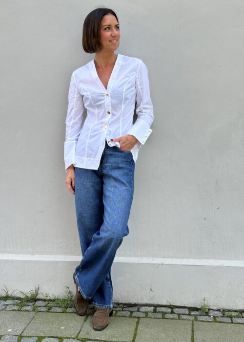 Cotton Poplin V-Neck Shirt
