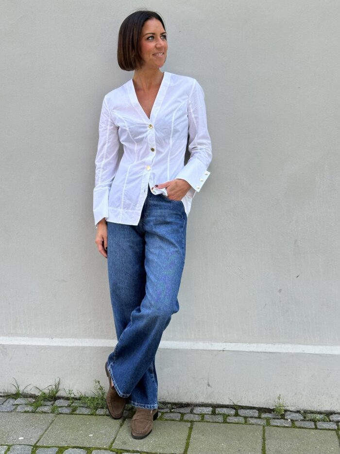 Cotton Poplin V-Neck Shirt